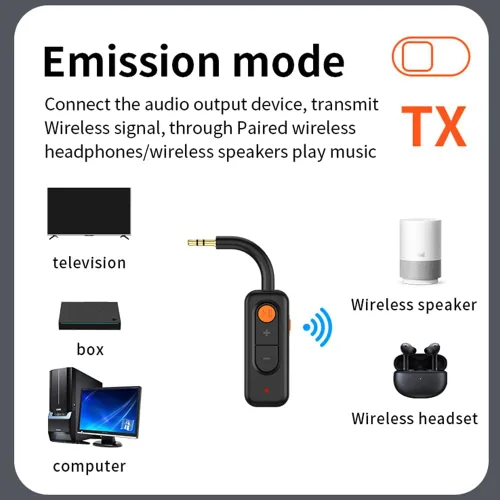 Vista 7 de Transmisor y receptor Bluetooth 5.4, adaptador inalámbrico 2 en 1