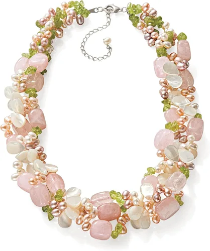 Vista 3 de Ross-Simons Collar Torsade de perlas cultivadas multicolor de 0.157-0.197 in y múltiples piedras preciosas con plata de ley. 19 pulgadas, Perla