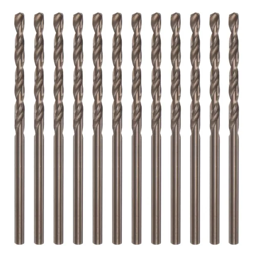 Vista 14 de HARFINGTON 12 brocas de cobalto, 0.083 in M35 de acero de alta velocidad métricas de vástago recto, brocas Jobber para metal duro, acero inoxidable