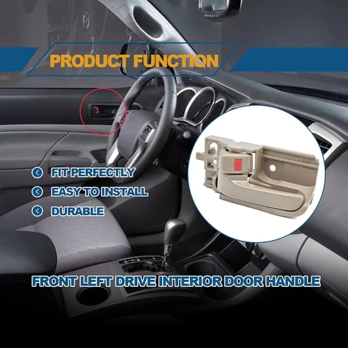 Vista 6 de Manijas de puerta interior para el lado del conductor y del pasajero compatibles con Toyota Corolla 2003-2008, Toyota Tacoma 2005-2015, Pontiac Vibe