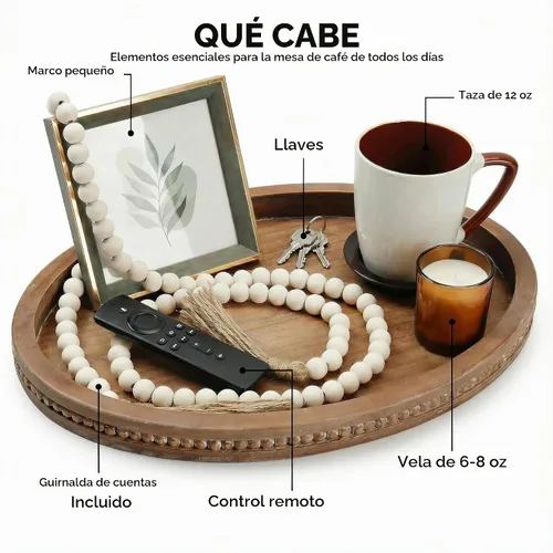 Vista 4 de Relaxing Garden Bandeja decorativa de madera ovalada, 16.1 x 11.8 pulgadas