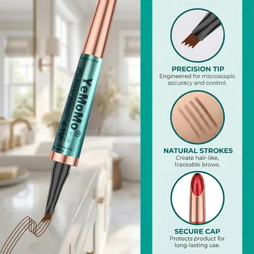 Vista 3 de Lápiz de cejas de 4 puntas, resistente al agua, de larga duración, oro rosa, 4 colores disponibles: café claro, café oscuro, gris, negro