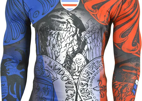 Vista 3 de Red Plume Camisetas de compresión de manga larga con impresión digital 3D para hombre, camiseta deportiva y fitness