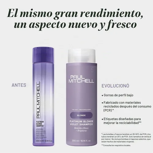 Vista 2 de Paul Mitchell Platinum Blonde Violet Shampoo, Banishes Brass + Brightens, Ideal for Light to Medium Blonde, Silver, Gray or White Hair