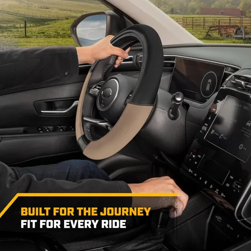 Vista 3 de Caterpillar Funda para volante ergonómica de dos tonos, agarre de piel suave.