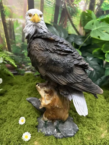 Vista 9 de Teaeeno Majestic Eagle - Estatua decorativa de águila, escultura de decoración de patio de águila, estatua de animal para interiores y exteriores