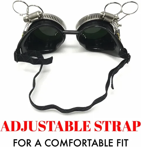 Vista 6 de Steampunk - Gafas victorianas con doble clip en la lupa, Negro -, L