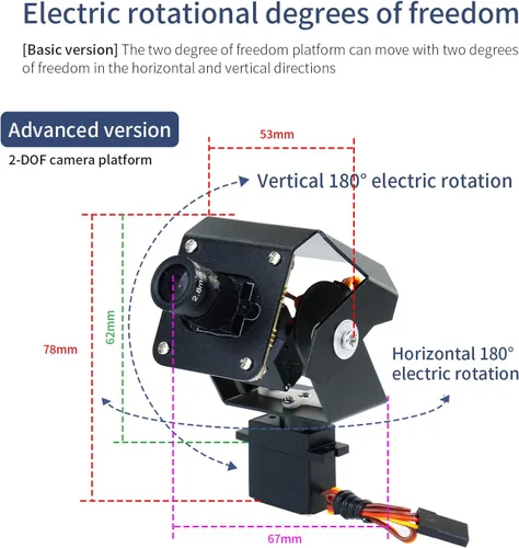 Vista 6 de Yahboom 1MP 2DOF Cámara eléctrica PTZ Smart Car Robot 2D Servo Soporte USB RaspberryPi (2DOF 1MP Básico)