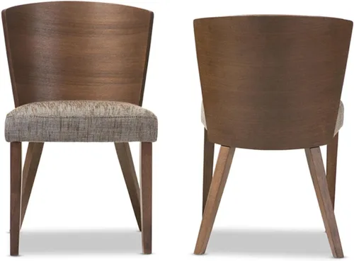 Vista 4 de Baxton Studio Silla de comedor moderna de madera de gorrión, marrón, juego de 2, 20.62 pulgadas de largo x 22 pulgadas de ancho x 31.25 pulgadas
