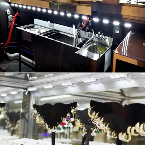Vista 4 de Tienda de luces LED de exhibición de 60 luces LED de 12 V 40 LM/chip impermeable luz blanca con lente de proyecto para almacenar lámparas