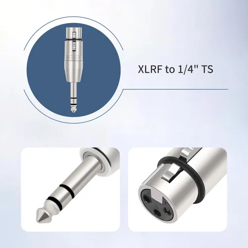 Vista 3 de Adaptador XLR hembra a TRS de 1/4 pulgadas, paquete de 2, conector equilibrado macho a XLR hembra para micrófono, interfaz de audio, mezclador