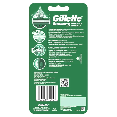 Vista 11 de Gillette Sensor3 Sensitive - Maquinilla de afeitar desechable para hombre, 4 maquinillas de afeitar