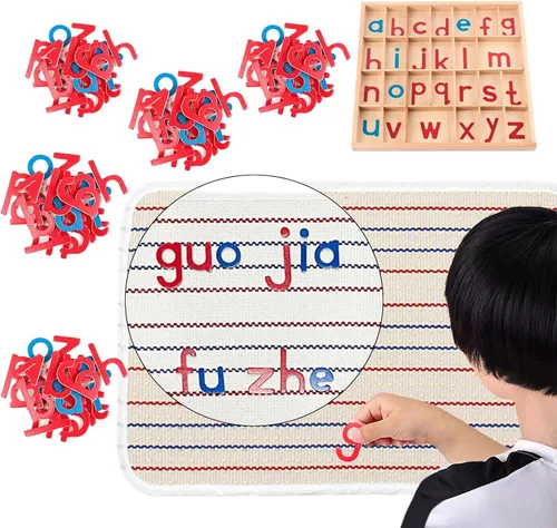 Vista 6 de Movable Alphabet Wooden Letters,Early Learning, Language Objects with Box Letter Mats for Girls Kids, 5 Packs Letters