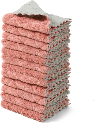 Vista 11 de kimteny Paquete de 12 Paños de Cocina, Paños de Cocina Premium de 10x10 Pulgadas, Toallas de Cocina Súper Absorbentes de Terciopelo Coral Paños