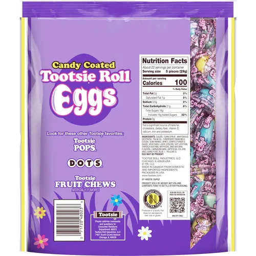 Vista 2 de Tootsie Roll Huevos recubiertos de caramelo envueltos en forma de huevo