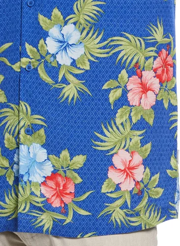 Vista 3 de Cubavera Camisa de manga corta con botones y cuello de campamento con estampado floral para hombre