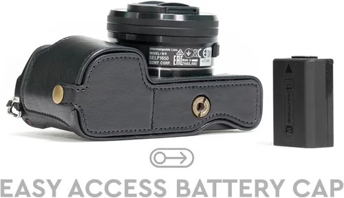 Vista 2 de MegaGear Ever Ready - Funda de piel para cámara compatible con Sony Alpha A6300, A6000