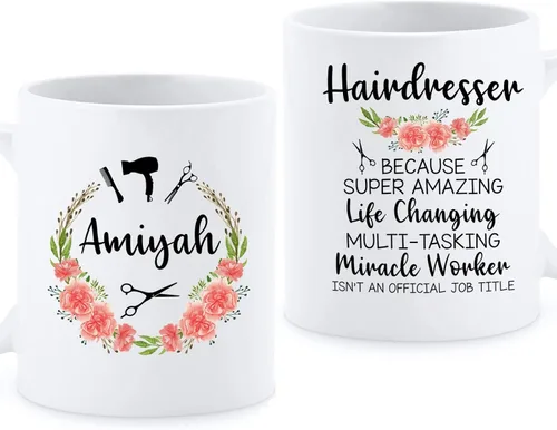 Vista 13 de Taza de peluquería, taza de café para peluquería, taza de café personalizada para estilista, taza con nombre personalizado Becomes A Hairstylist