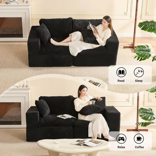 Vista 6 de Afuson Juego de sofá Cloud de 74.8 pulgadas, sofá biplaza modular, sofá convertible y asiento profundo, sofá acogedor para sala de estar, oficina