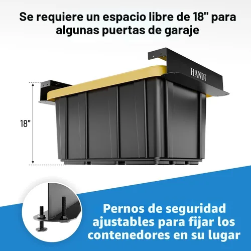 Vista 7 de Estante de almacenamiento de garaje con base en Estados Unidos, rieles de techo de metal resistente conectables, sistema de estantería