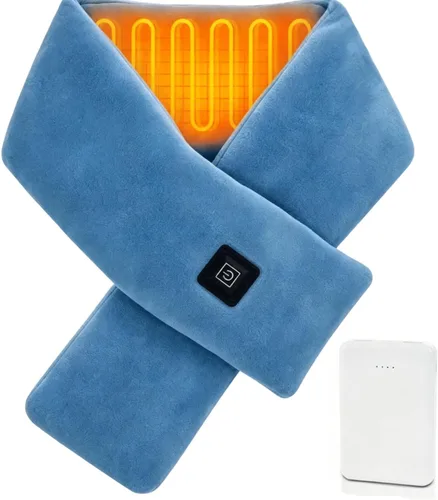 Vista 10 de Almohadilla térmica para el cuello Bufanda térmica para aliviar el dolor, envoltura térmica con banco de energía de 5000mAh, soporte térmico Negro