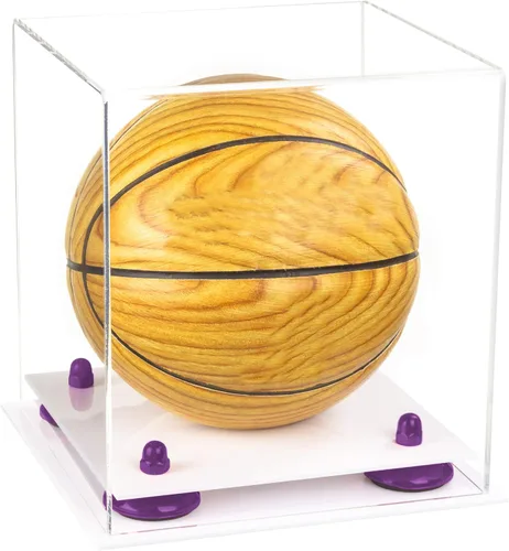 Vista 138 de Better Display Cases Mini acrílico - Miniatura (no tamaño completo) Baloncesto vitrina con elevadores negros y espejo (A015-BR)