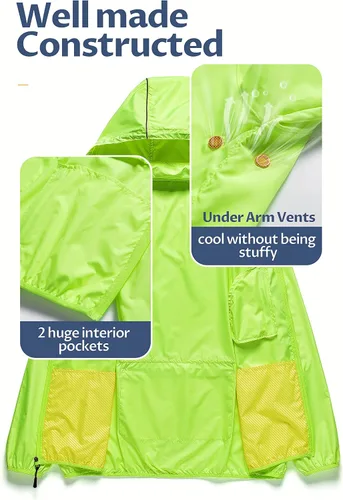Vista 3 de CREATMO US Chaqueta impermeable plegable para hombre con capucha extraíble