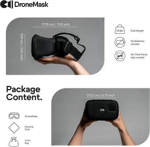 Vista 8 de DroneMask 1 Gafas FPV patentadas con lentes Unibody Auriculares VR inmersivos para drones DJI