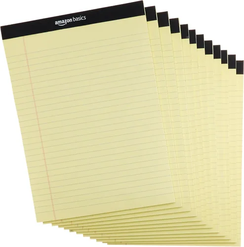 Vista 12 de Amazon Basics Bloc legal de 8.5 x 11.75 pulgadas, color canario, 72 unidades (paquete de 12), 50 hojas por bloc, 6 paquetes por caja