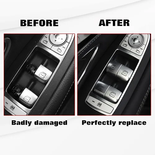Vista 4 de x xotic tech Tapa de repuesto para interruptor maestro de elevalunas de automóvil, color plateado, compatible con Mercedes Benz C E S GLC Clase W205