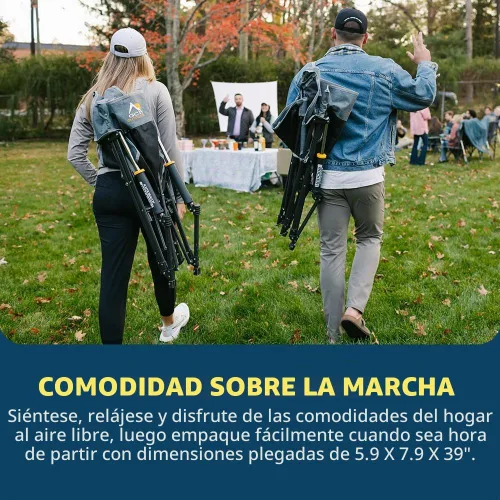 Vista 9 de GCI Outdoor - Mecedora plegable Kickback con portavasos para exteriores Gris