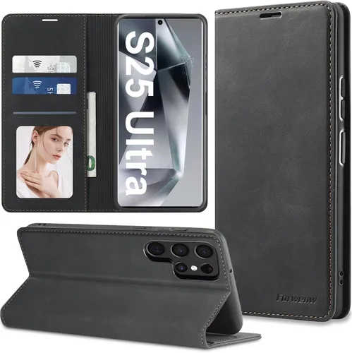 Vista 8 de Funda de piel con tapa para Samsung Galaxy Z Flip 3, con protección de bisagra, delgada y magnética tipo cartera [1 tarjetero], funda protectora a