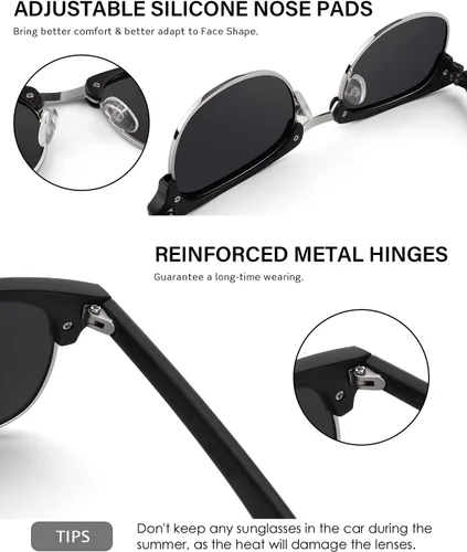 Vista 3 de GQUEEN Classic Horn Rimmed Semi Rimless Polarized Sunglasses for Men Women GQO6