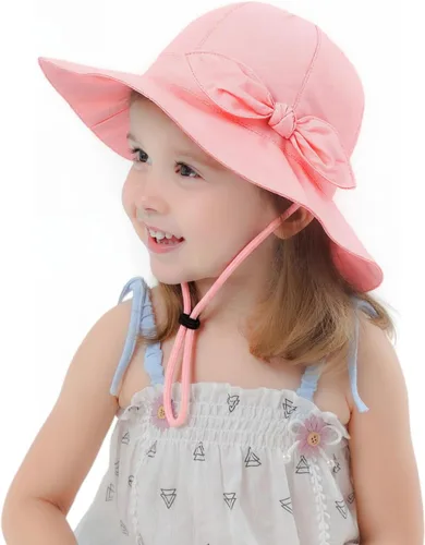 Vista 13 de Toddler Kids Baby Girl Sun Hat Floppy Cotton Summer Hat 50+ SPF Protective 04/Flor/Blanco