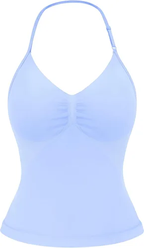 Vista 22 de YEOREO SoftHue Impact Longline Top de Tirantes para Mujer Camiseta sin Mangas Halter para Ejercicio sin Espalda Gimnasio Longline con Correa