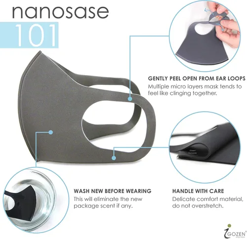 Vista 5 de Paquete de 5 máscaras faciales deportivas Nanosase G para adultos, unisex, BNS Poly Spandex Nano 3D (5 negros, G Sports)