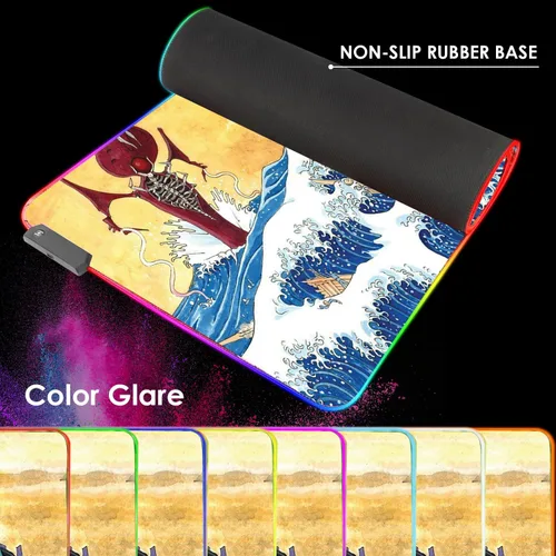 Vista 5 de Envysun Alfombrilla de mouse RGB para juegos, alfombrilla de mouse grande extendida con 10 modos de iluminación, 2 niveles de brillo, almohadilla