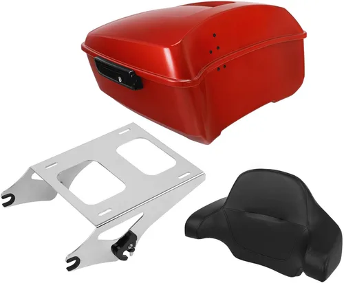 Vista 33 de TCT-MOTORPARTS Atlas Silver Metálico Maletero de Viaje Modificado con Respaldo y Montaje en Rack Adecuado para Harley Touring 14-25 Street Glide