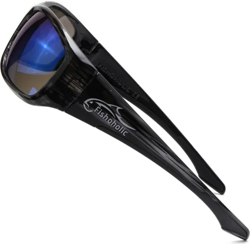 Vista 4 de Fishoholic Pro Series - Gafas de sol polarizadas para pesca con goma, protección solar UV400, regalo de pesca Rubber Accents with Hard Case and