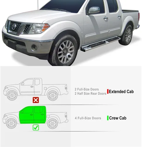 Vista 2 de APS Estribos de barras Nerf cromadas estilo OE compatibles con Nissan Frontier 2005-2024 Crew Cab
