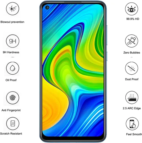 Vista 8 de Funda para Xiaomi Redmi Note 9 con protector de pantalla de vidrio templado Hybrid Heavy Duty Armor Funda protectora para teléfono con soporte