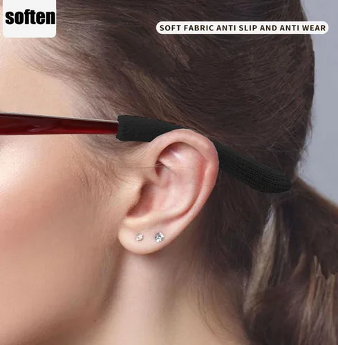 Vista 5 de Yauende Suave tejido de algodón para gafas de oreja, almohadillas de patillas para gafas, manga antideslizante cómoda y elástica