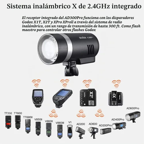 Vista 5 de Godox AD300 Pro AD300Pro Flash estroboscópico al aire libre, 300Ws TTL 1