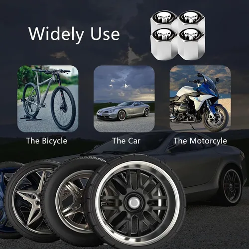 Vista 5 de Pack-4 - Tapones para válvula de neumático de automóvil, a prueba de polvo, tapas universales para válvulas de aire de neumáticos (blanco)
