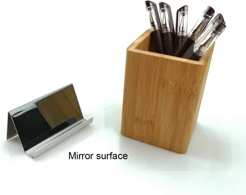 Vista 8 de Enyuwlcm Tarjetero de escritorio de metal para escritorio, soporte de tarjetas de visita de acero inoxidable para hombres, oficina, negro, paquete