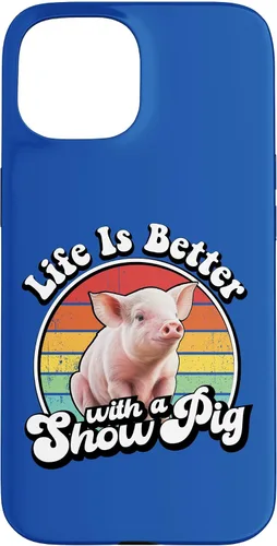 Vista 6 de Mens Womens Retro Vintage Life is Better Cute Show Pig Lover Case for iPhone 17