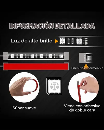 Vista 4 de SUNPIE Kit de luces de tira RGB de 8 piezas para motocicleta