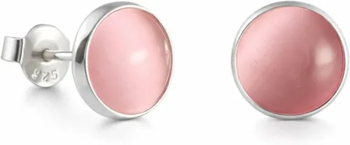 Vista 23 de Aretes de plata de ley 925 maciza hechos a mano con piedras preciosas redondas para mujeres y hombres, disponibles en piedras azules, negras