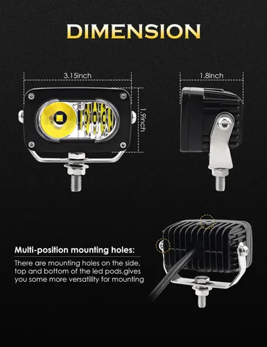 Vista 3 de Luces LED de conducción de 3 pulgadas, 2 unidades, 50 W, luces LED para todo terreno, haz combinado de 6000 lúmenes, luces de trabajo impermeables
