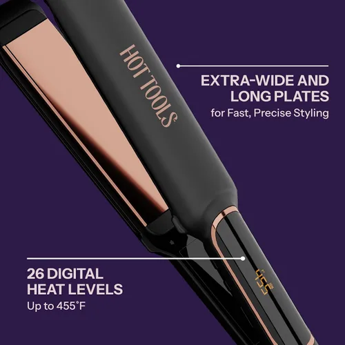 Vista 5 de HOT TOOLS Plancha plana profesional digital de oro rosa, extra larga, 1-1/2 pulgadas